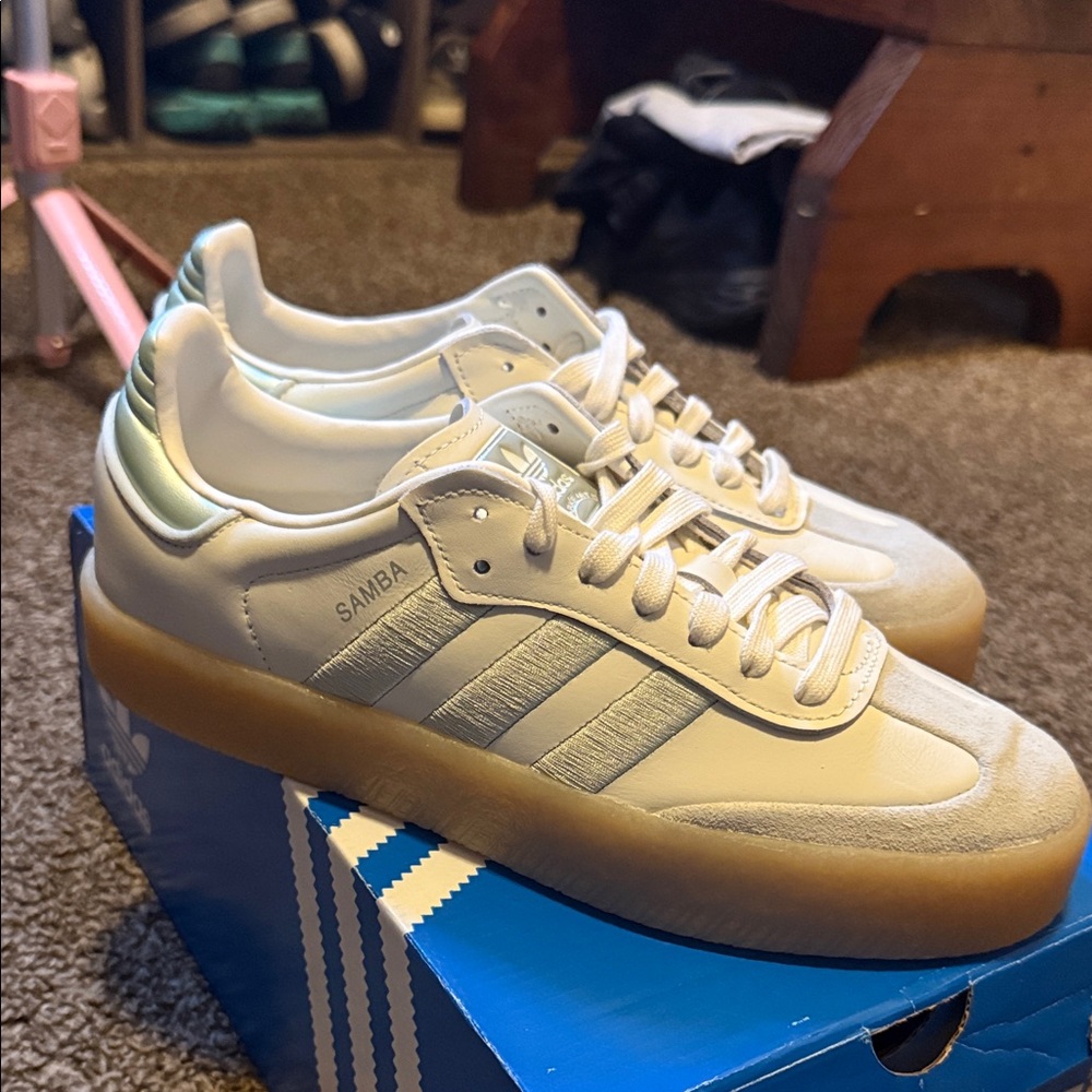 Adidas Samba White and Tan Women's Sneakers